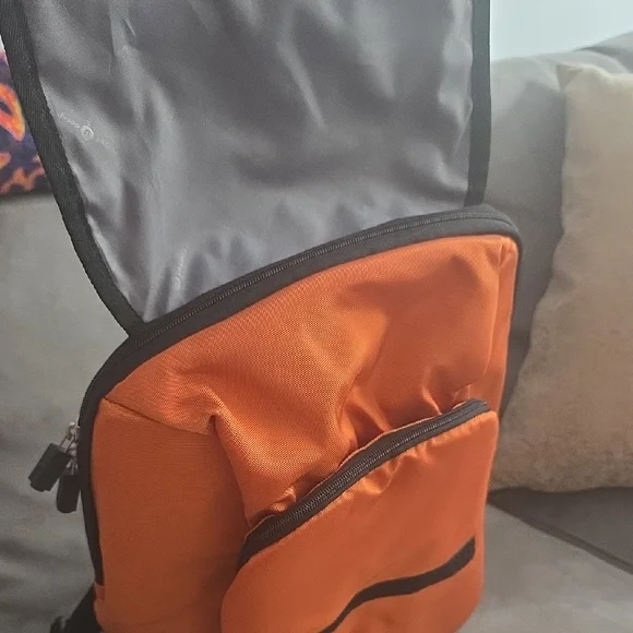 Orange and Black Backpack with Customizable Panel - Picture 3 of 8